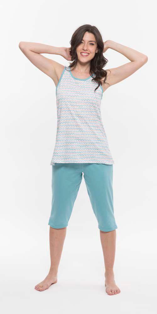 Pigiama conformato donna canotta pinocchietto Gary puro cotone R55087CONF - Caos Intimo Donna - Uomo - Bambini - Casa - Gary