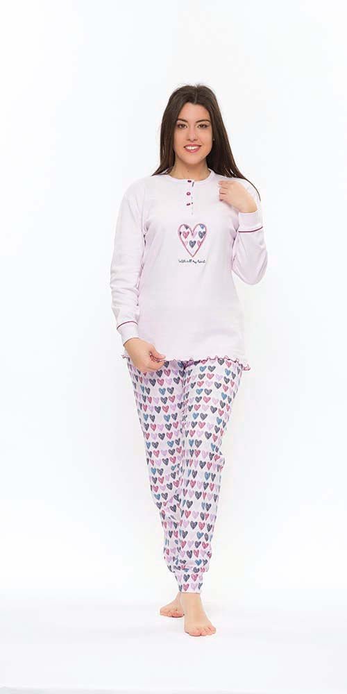 Pigiama donna calibrato invernale collo serafino interlock Gary S50041CONF - Caos Intimo Donna - Uomo - Bambini - Casa - Gary