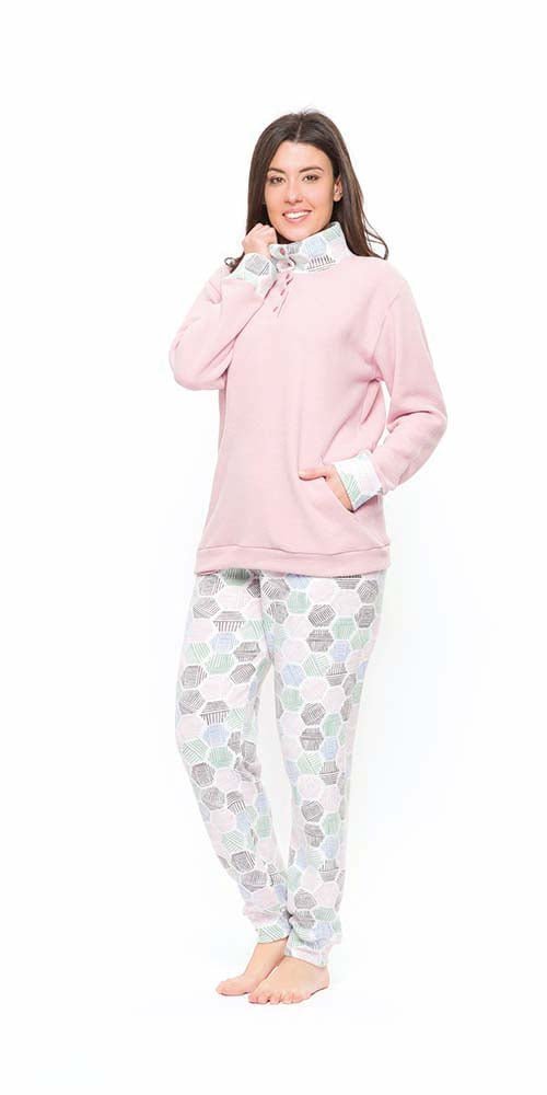 Pigiama donna invernale collo alto punto Milano Gary flanellato S50082 - Caos Intimo Donna - Uomo - Bambini - Casa - Gary