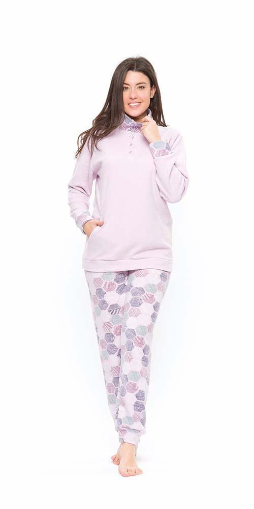 Pigiama donna invernale collo alto punto Milano Gary flanellato S50082 - Caos Intimo Donna - Uomo - Bambini - Casa - Gary