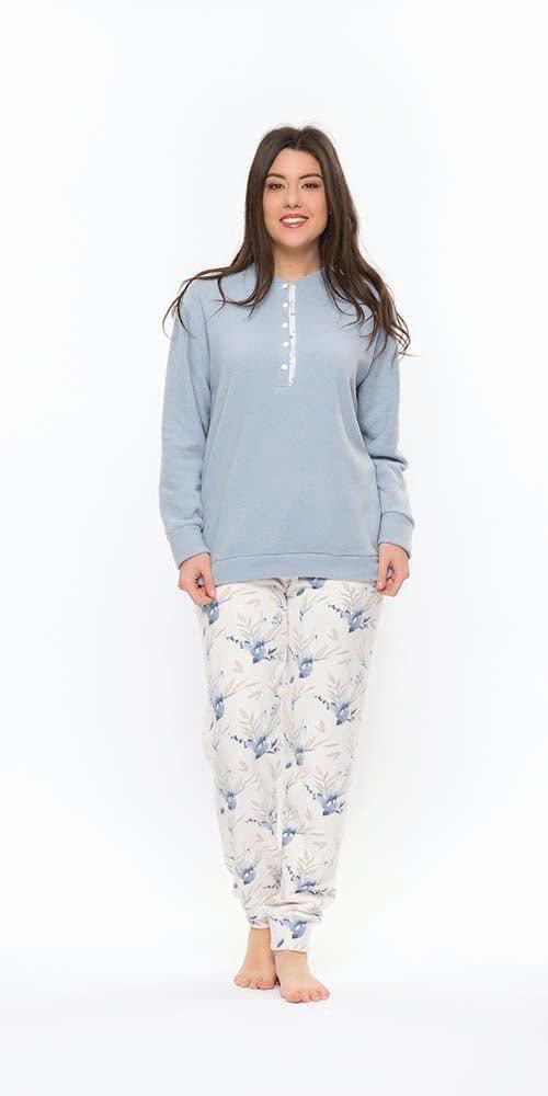 Pigiama donna invernale collo serafino punto Milano Gary flanellato S50072 - Caos Intimo Donna - Uomo - Bambini - Casa - Gary