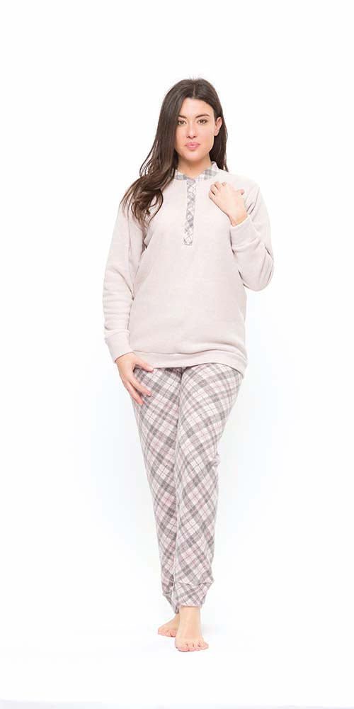 Pigiama donna invernale collo serafino punto Milano Gary flanellato S50085 - Caos Intimo Donna - Uomo - Bambini - Casa - Gary