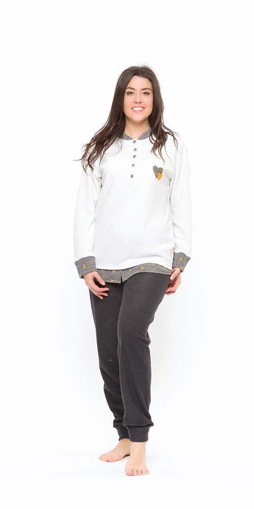 Pigiama donna invernale collo serafino punto Milano Gary flanellato S50137 - Caos Intimo Donna - Uomo - Bambini - Casa - Gary