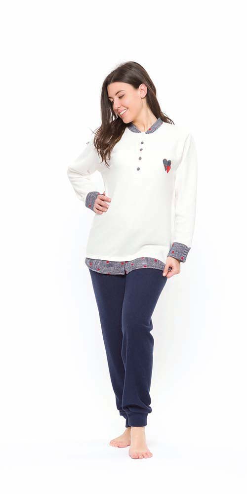 Pigiama donna invernale collo serafino punto Milano Gary flanellato S50137 - Caos Intimo Donna - Uomo - Bambini - Casa - Gary