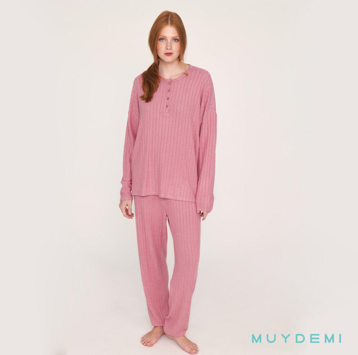 Pigiama donna invernale serafino viscosa a coste Muydemi 270652 - Caos Intimo Donna - Uomo - Bambini - Casa - Muydemi