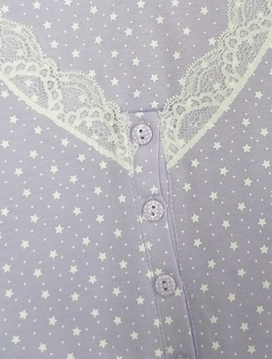 Pigiama donna puro cotone spallina e pantalone corto Noidinotte Delia Corason Stars FA7778AB - Caos Intimo Donna - Uomo - Bambini - Casa - Noidinotte