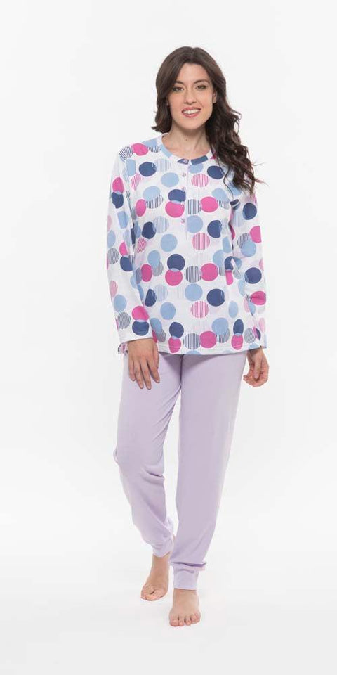 Pigiama donna serafino Jersey Gary puro cotone R50070 - Caos Intimo Donna - Uomo - Bambini - Casa - Gary