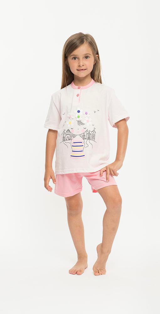 Pigiama Gary bambina mezza manica pantaloncino P25045 - Caos Intimo Donna - Uomo - Bambini - Casa - Gary