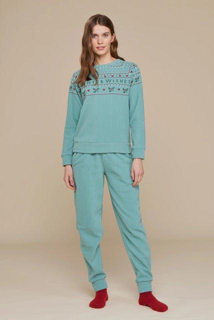 Pigiama girocollo donna in micorpile rasato Family Match Noidinotte Winter FA8425 - Caos Intimo Donna - Uomo - Bambini - Casa - Noidinotte