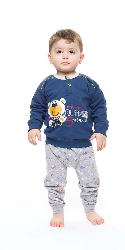 Pigiama invernale Neonato serafino con due bottoni felpa Gary S10032 - Caos Intimo Donna - Uomo - Bambini - Casa - Gary