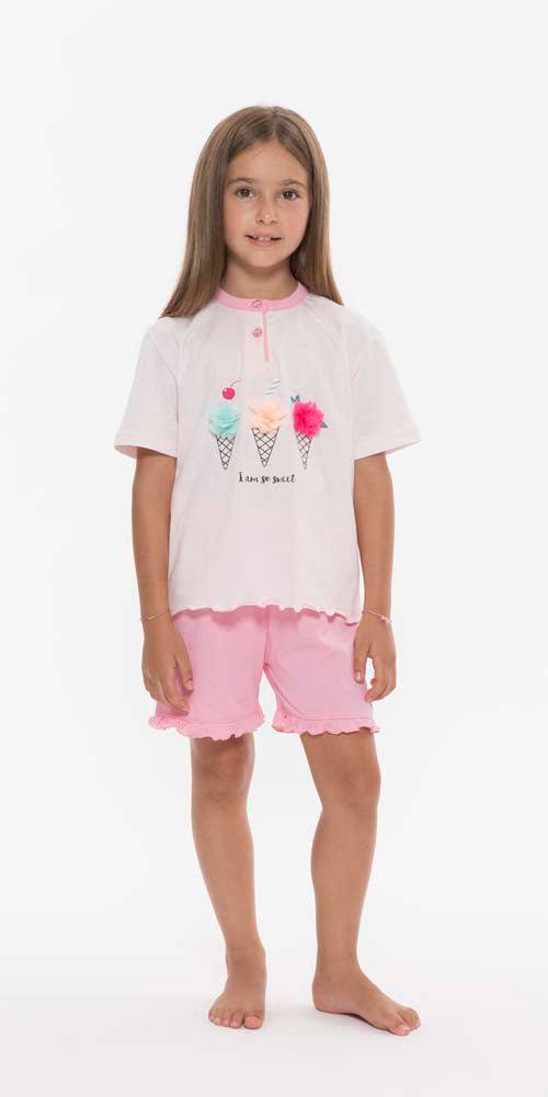 Pigiama mezza manica pantaloncino bambina jersey puro cotone Gary R25061 - Caos Intimo Donna - Uomo - Bambini - Casa - Gary