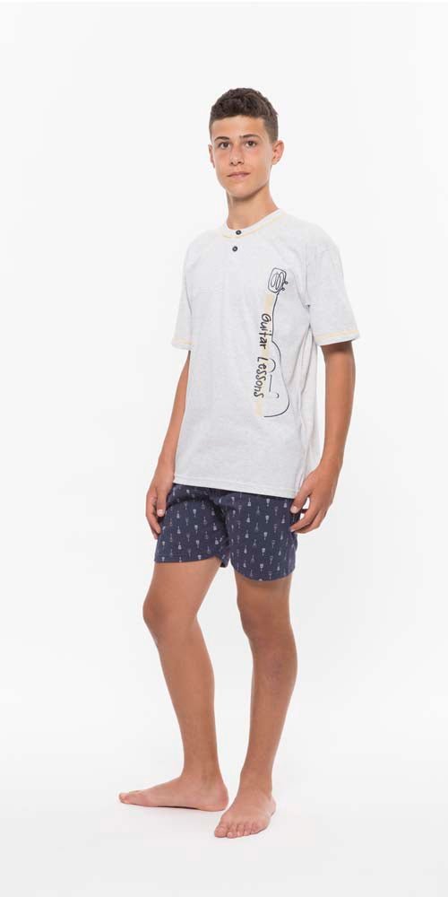 Pigiama mezza manica pantaloncino ragazzo jersey puro cotone Gary R45021 - Caos Intimo Donna - Uomo - Bambini - Casa - Gary