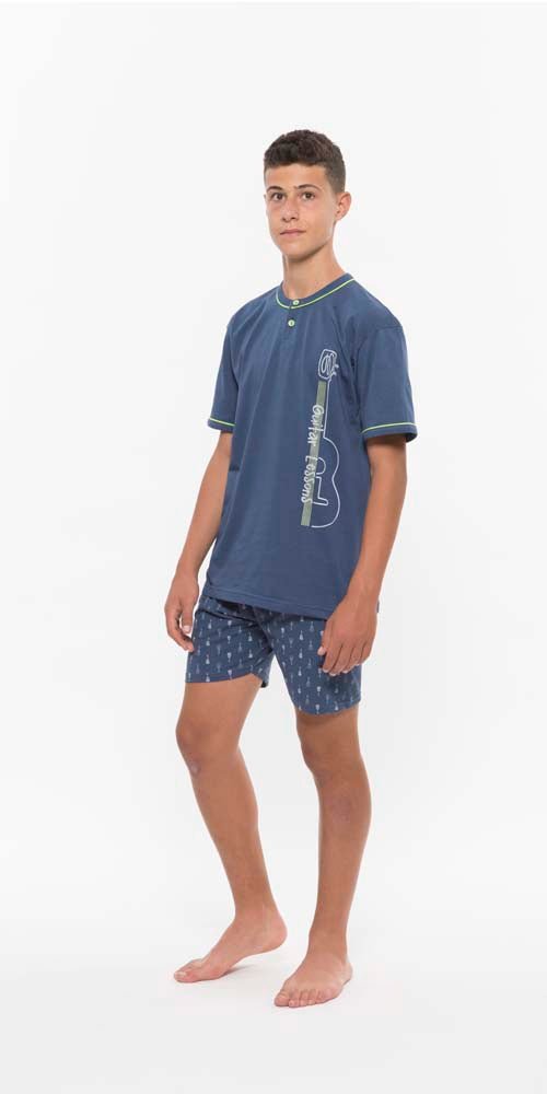 Pigiama mezza manica pantaloncino ragazzo jersey puro cotone Gary R45021 - Caos Intimo Donna - Uomo - Bambini - Casa - Gary