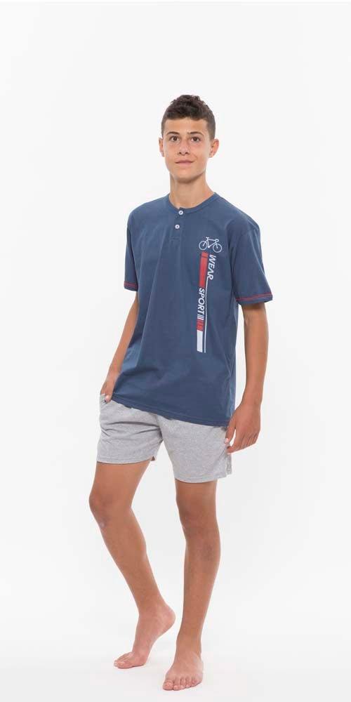 Pigiama mezza manica pantaloncino ragazzo jersey puro cotone Gary R45023 - Caos Intimo Donna - Uomo - Bambini - Casa - Gary