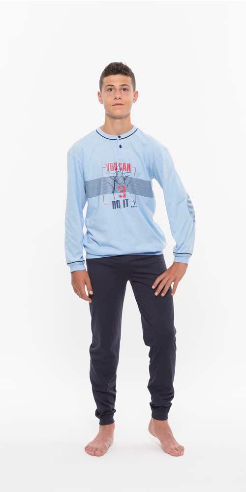 Pigiama serafino ragazzo jersey puro cotone Gary R40003 - Caos Intimo Donna - Uomo - Bambini - Casa - Gary