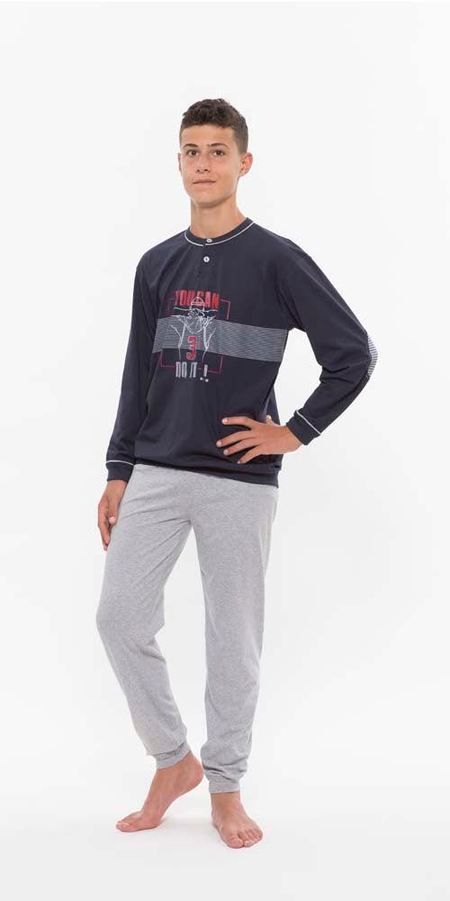 Pigiama serafino ragazzo jersey puro cotone Gary R40003 - Caos Intimo Donna - Uomo - Bambini - Casa - Gary