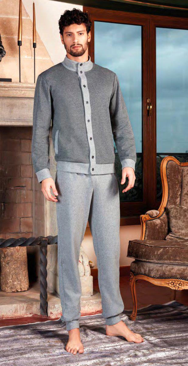 Pigiama uomo aperto collo alto Nottingham punto milano jacquard PG41341 - Caos Intimo Donna - Uomo - Bambini - Casa - Nottingham