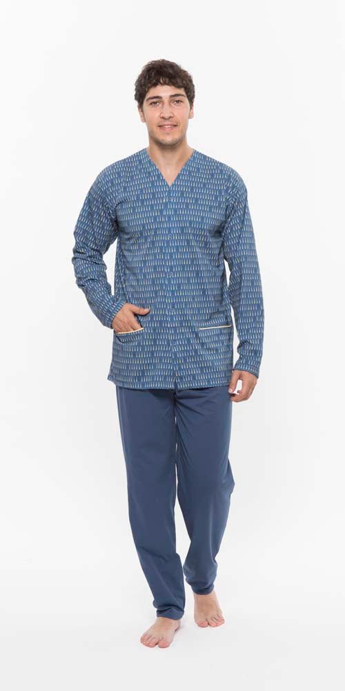 Pigiama uomo aperto Jersey Gary puro cotone R60043 - Caos Intimo Donna - Uomo - Bambini - Casa - Gary