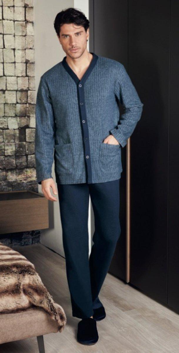 Pigiama uomo aperto Nottingham punto milano jacquard PG38855 - Caos Intimo Donna - Uomo - Bambini - Casa - Nottingham