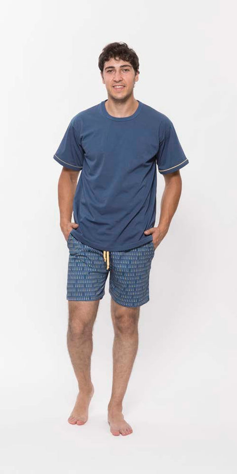 Pigiama uomo girocollo mezza manica pantalone corto Gary 100% Cotone R65046 - Caos Intimo Donna - Uomo - Bambini - Casa - Gary