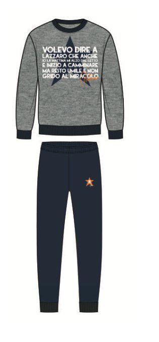 Pigiama uomo Hollywood Milano girocollo caldo cotone interlock PG43028 - Caos Intimo Donna - Uomo - Bambini - Casa - Hollywood Milano