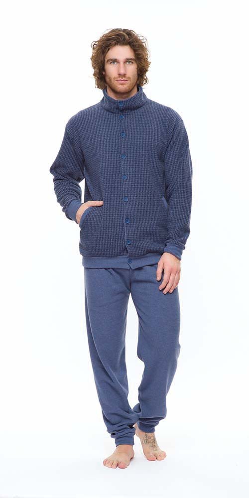 Pigiama uomo invernale aperto punto Milano Gary flanellato S60087 - Caos Intimo Donna - Uomo - Bambini - Casa - Gary