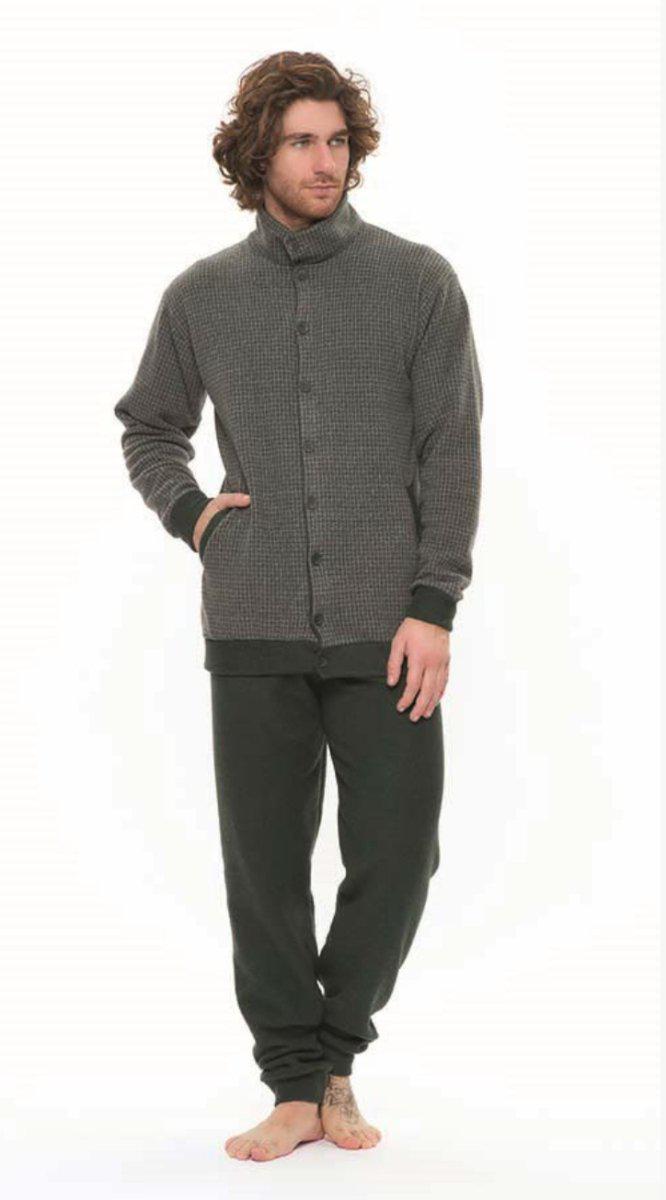 Pigiama uomo invernale aperto punto Milano Gary flanellato S60087 - Caos Intimo Donna - Uomo - Bambini - Casa - Gary