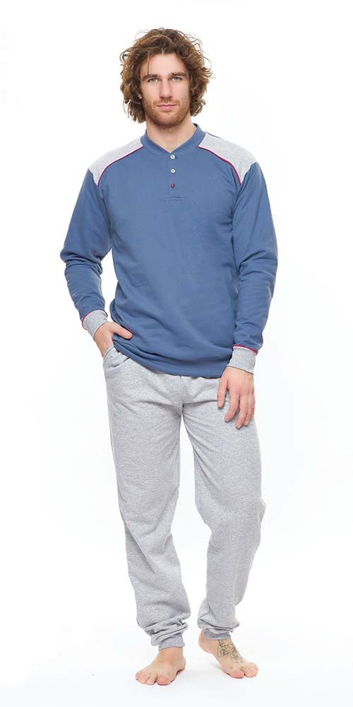 Pigiama uomo invernale collo serafino felpato Gary S60151 - Caos Intimo Donna - Uomo - Bambini - Casa - Gary