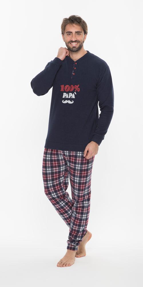 Pigiama uomo invernale collo serafino punto Milano Gary flanellato Famiglia Q60130 - Caos Intimo Donna - Uomo - Bambini - Casa - Gary