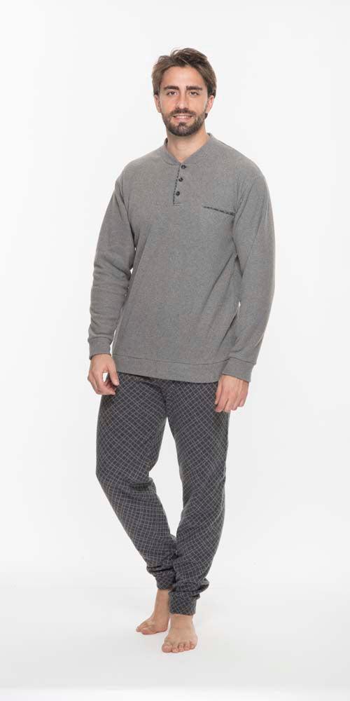 Pigiama uomo invernale collo serafino punto Milano Gary flanellato Q60080 - Caos Intimo Donna - Uomo - Bambini - Casa - Gary