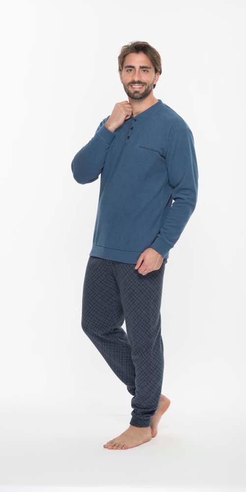 Pigiama uomo invernale collo serafino punto Milano Gary flanellato Q60080 - Caos Intimo Donna - Uomo - Bambini - Casa - Gary
