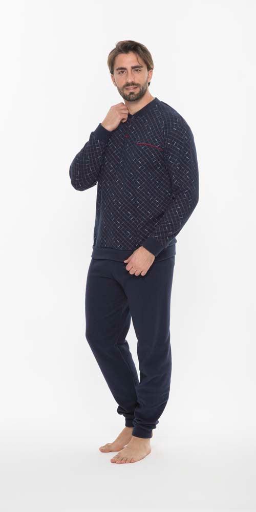 Pigiama uomo invernale collo serafino punto Milano Gary flanellato Q60088 - Caos Intimo Donna - Uomo - Bambini - Casa - Gary