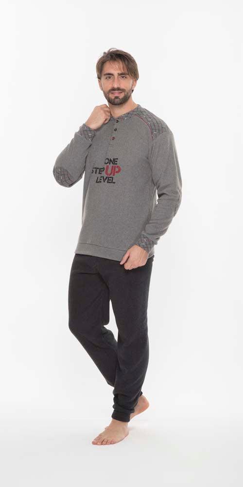 Pigiama uomo invernale collo serafino punto Milano Gary flanellato Q60090 - Caos Intimo Donna - Uomo - Bambini - Casa - Gary