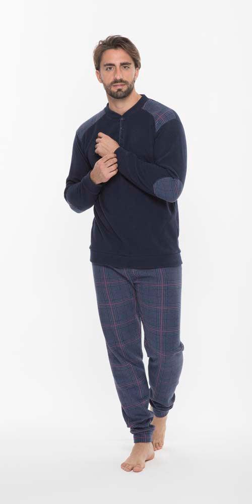 Pigiama uomo invernale collo serafino punto Milano Gary flanellato Q60098 - Caos Intimo Donna - Uomo - Bambini - Casa - Gary
