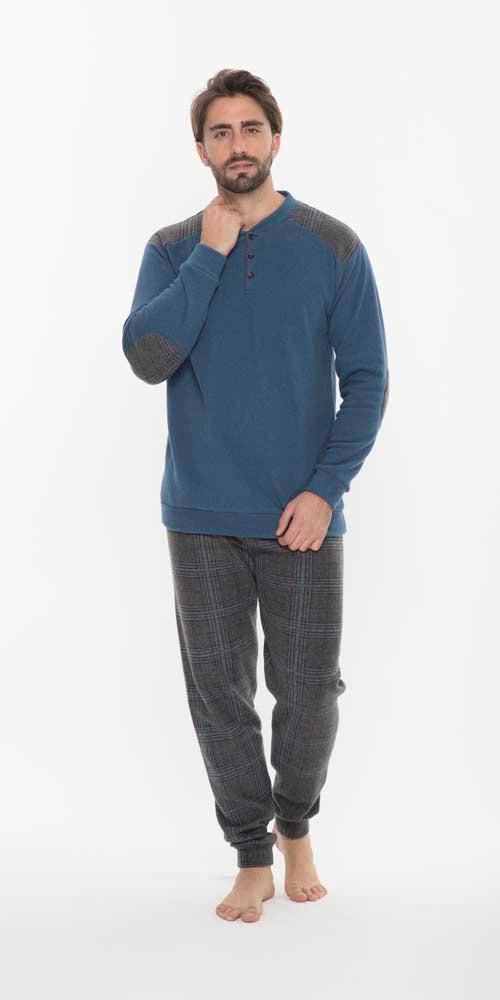 Pigiama uomo invernale collo serafino punto Milano Gary flanellato Q60098 - Caos Intimo Donna - Uomo - Bambini - Casa - Gary
