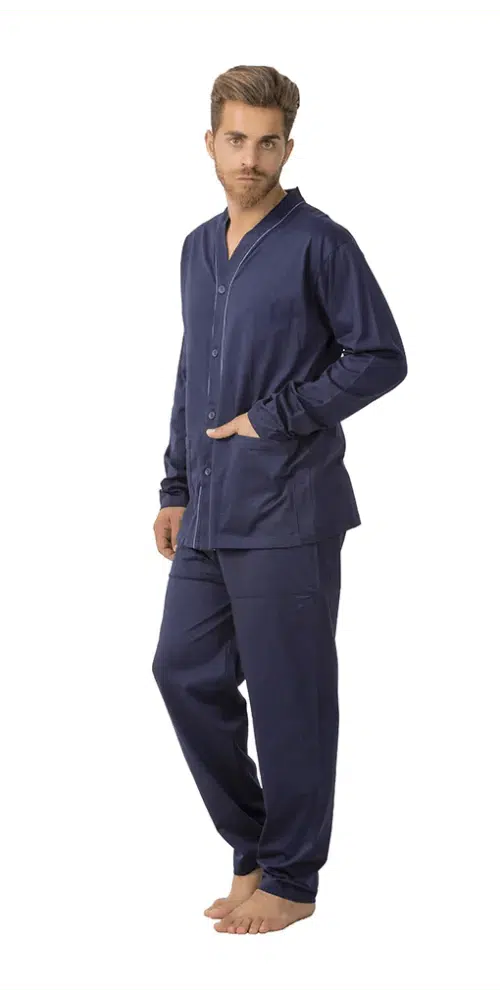 Pigiama uomo lungo Jersey aperto Gary puro cotone CB640082 - Caos Intimo Donna - Uomo - Bambini - Casa - Gary