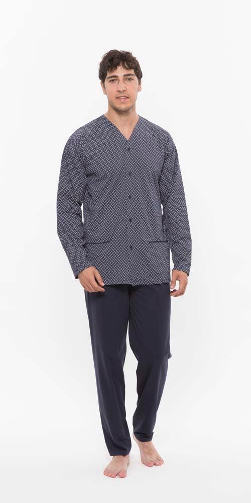 Pigiama uomo lungo Jersey aperto Gary puro cotone R60003 - Caos Intimo Donna - Uomo - Bambini - Casa - Gary