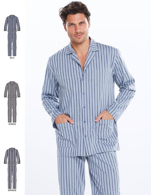 Pigiama uomo manica lunga aperto in cotone Vilfram 9407 - Caos Intimo Donna - Uomo - Bambini - Casa - Vilfram