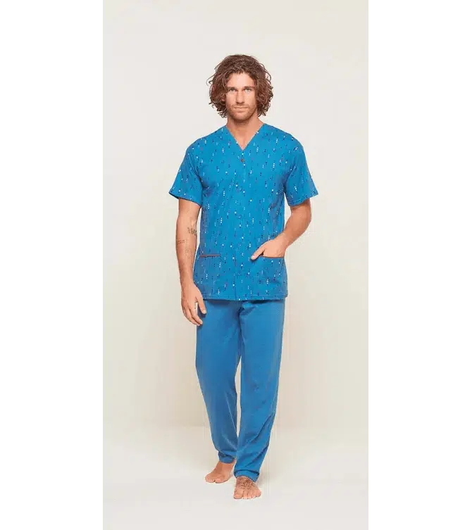 Pigiama uomo mezza manica pantalone lungo Jersey aperto Gary puro cotone U60033 - Caos Intimo Donna - Uomo - Bambini - Casa - Gary