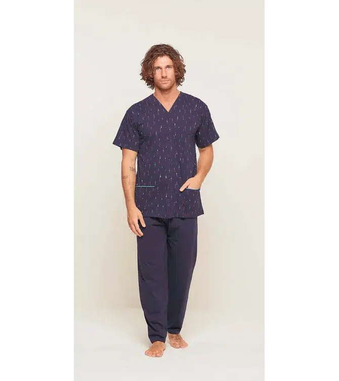 Pigiama uomo mezza manica pantalone lungo Jersey aperto Gary puro cotone U60033 - Caos Intimo Donna - Uomo - Bambini - Casa - Gary