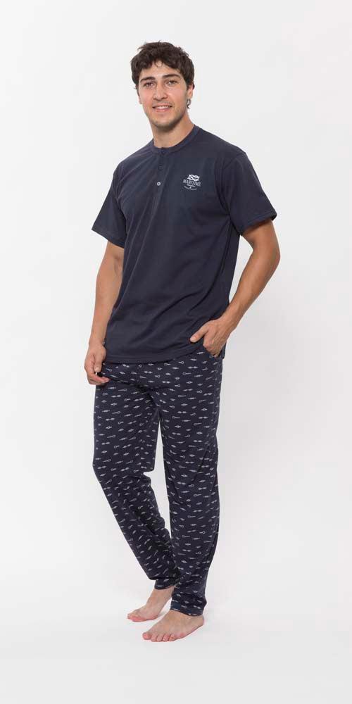 Pigiama uomo mezza manica pantalone lungo Jersey serafino Gary puro cotone R60033 - Caos Intimo Donna - Uomo - Bambini - Casa - Gary