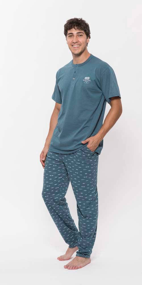Pigiama uomo mezza manica pantalone lungo Jersey serafino Gary puro cotone R60033 - Caos Intimo Donna - Uomo - Bambini - Casa - Gary
