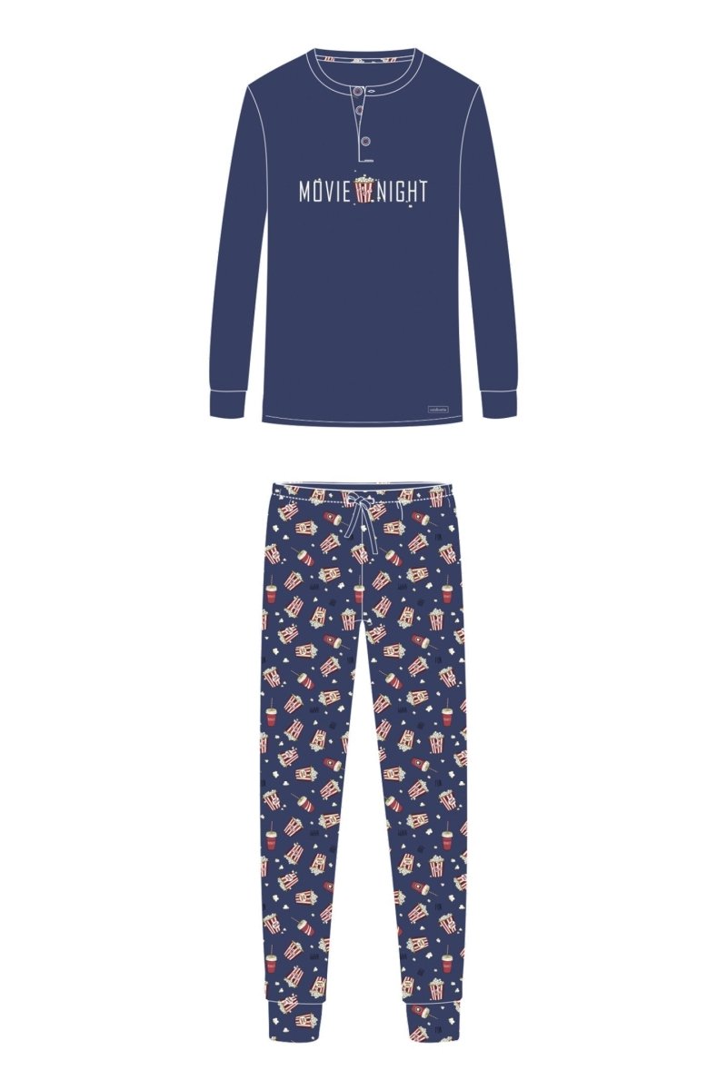 Pigiama uomo serafino in caldo cotone Family Match Noidinotte Pop-corn FC2527 - Caos Intimo Donna - Uomo - Bambini - Casa - Noidinotte