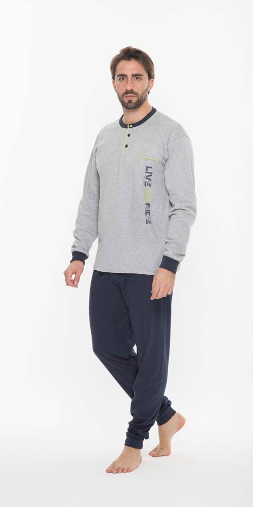 Pigiama uomo serafino invernale interlock Gary Q60045 - Caos Intimo Donna - Uomo - Bambini - Casa - Gary