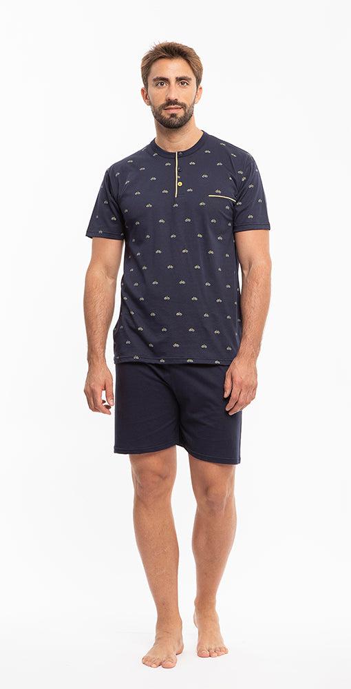 Pigiama uomo serafino mezza manica pantalone corto Gary 100% Cotone P65025 - Caos Intimo Donna - Uomo - Bambini - Casa - Gary